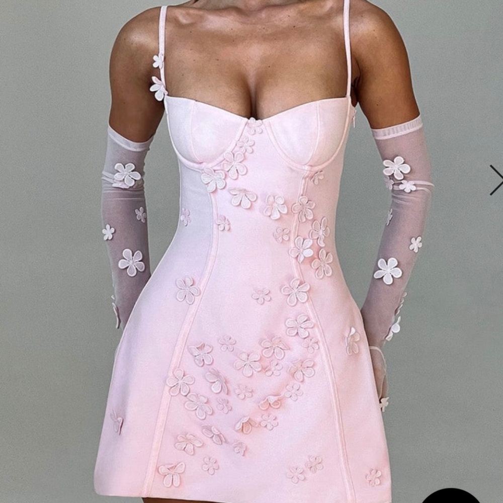 BABYBOO DALARY MINI DRESS - BLUSH WITH MATCHING GLOVES- size small